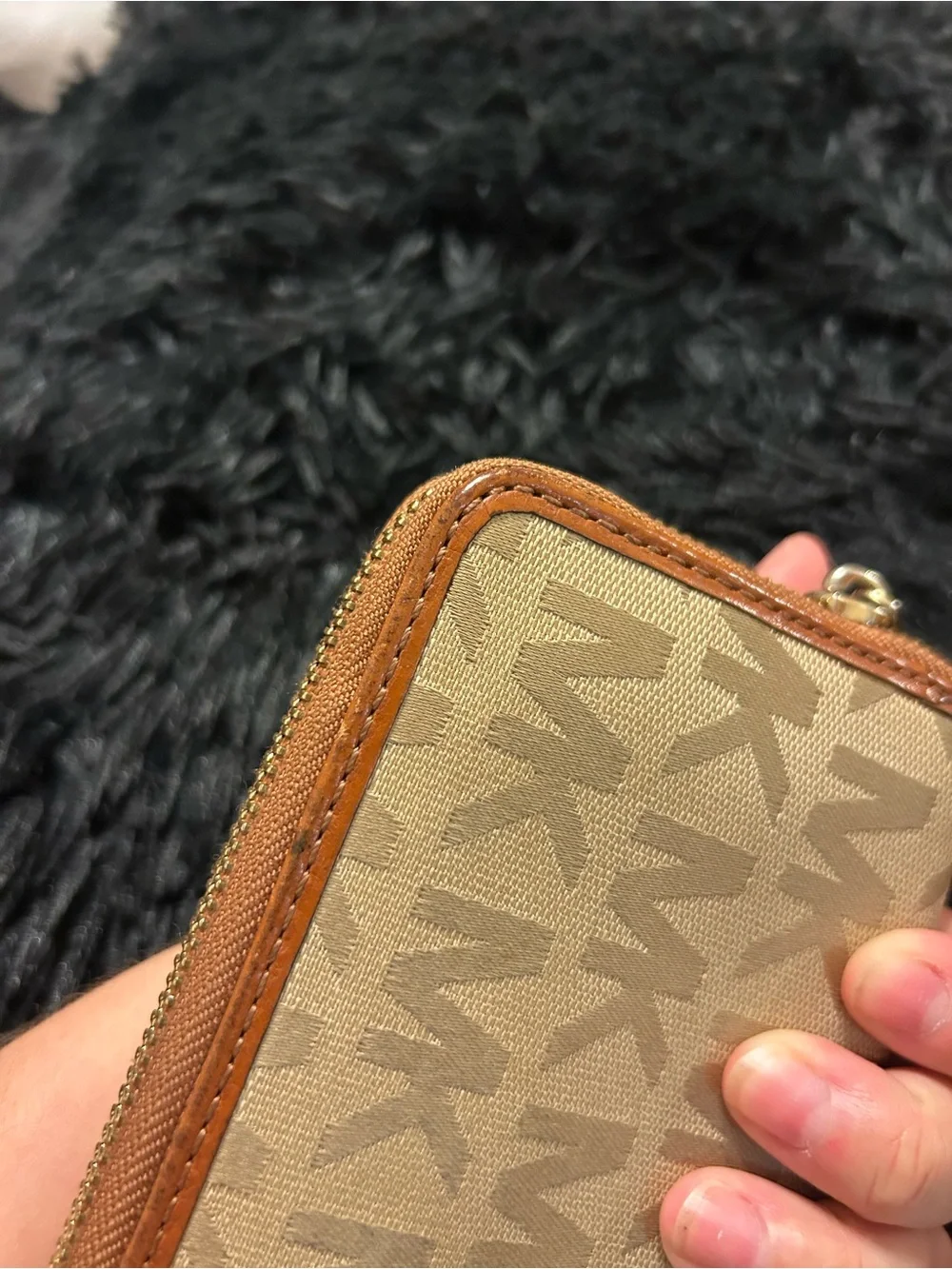 Michael Kors Jet Set Logo Jacquard Zip Around Continental Wallet | Vanilla Acorn